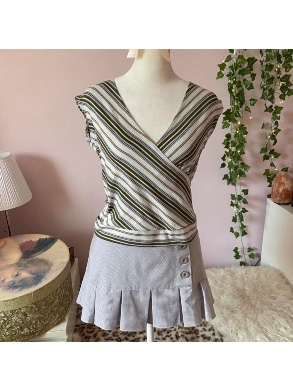 Vintage Y2K Sirens striped wrap top